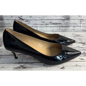 Talbots Size Women's 9.5 Black Patent Leather Classic Pumps Kitten Heels Shoes